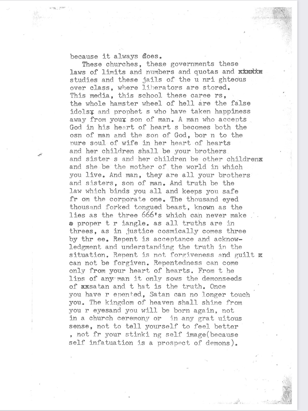 an image of typewritten text